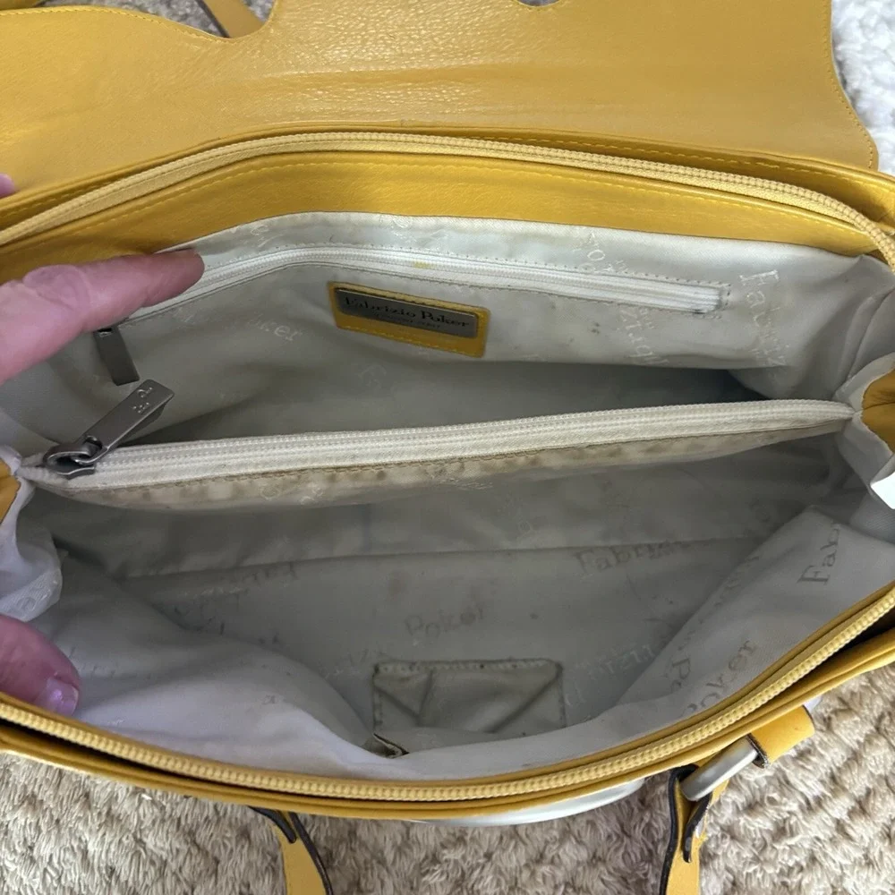 Fabrizio Poker Yellow Y2K Soft Leather Purse Shoulder Bag Made In Italy